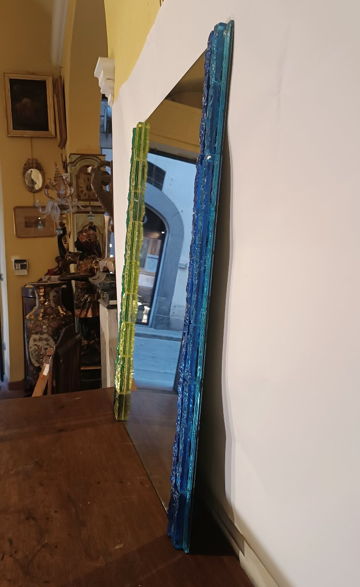 SPECCHIERA IN VETRO COLORATO POLLONI ANNI '60 -photo-2