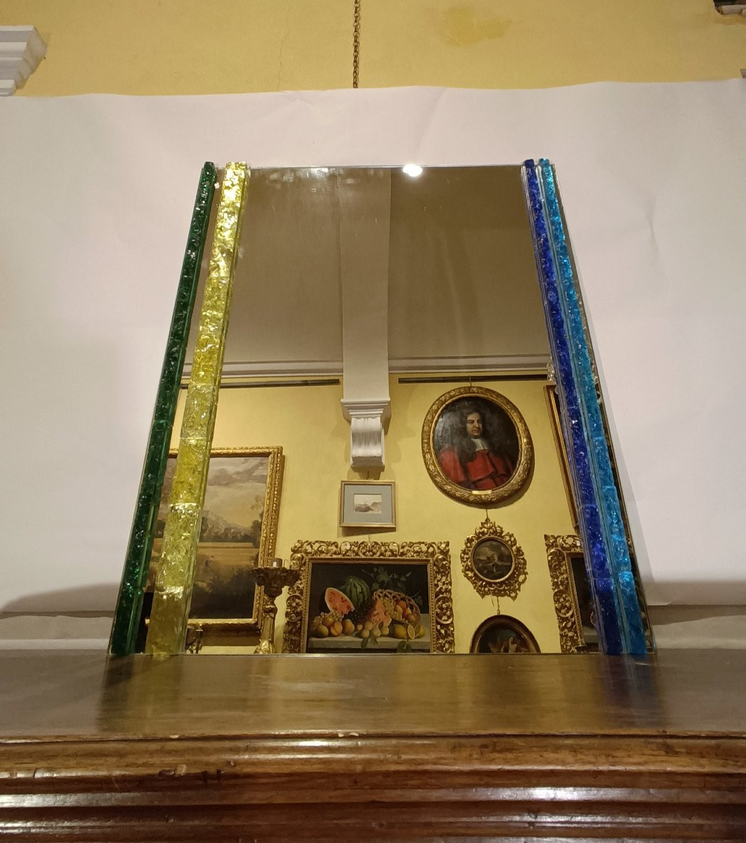 SPECCHIERA IN VETRO COLORATO POLLONI ANNI '60 -photo-5