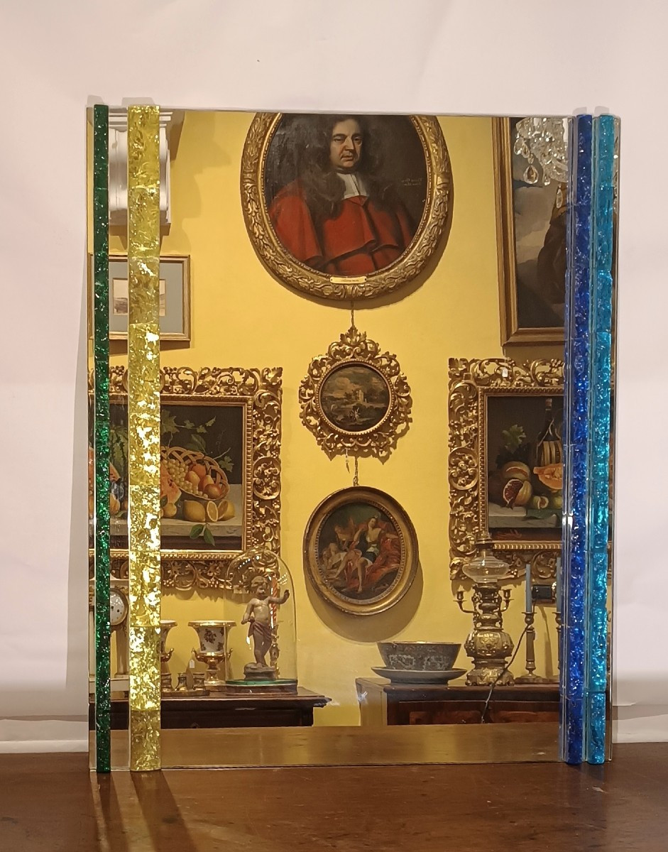 SPECCHIERA IN VETRO COLORATO POLLONI ANNI '60 