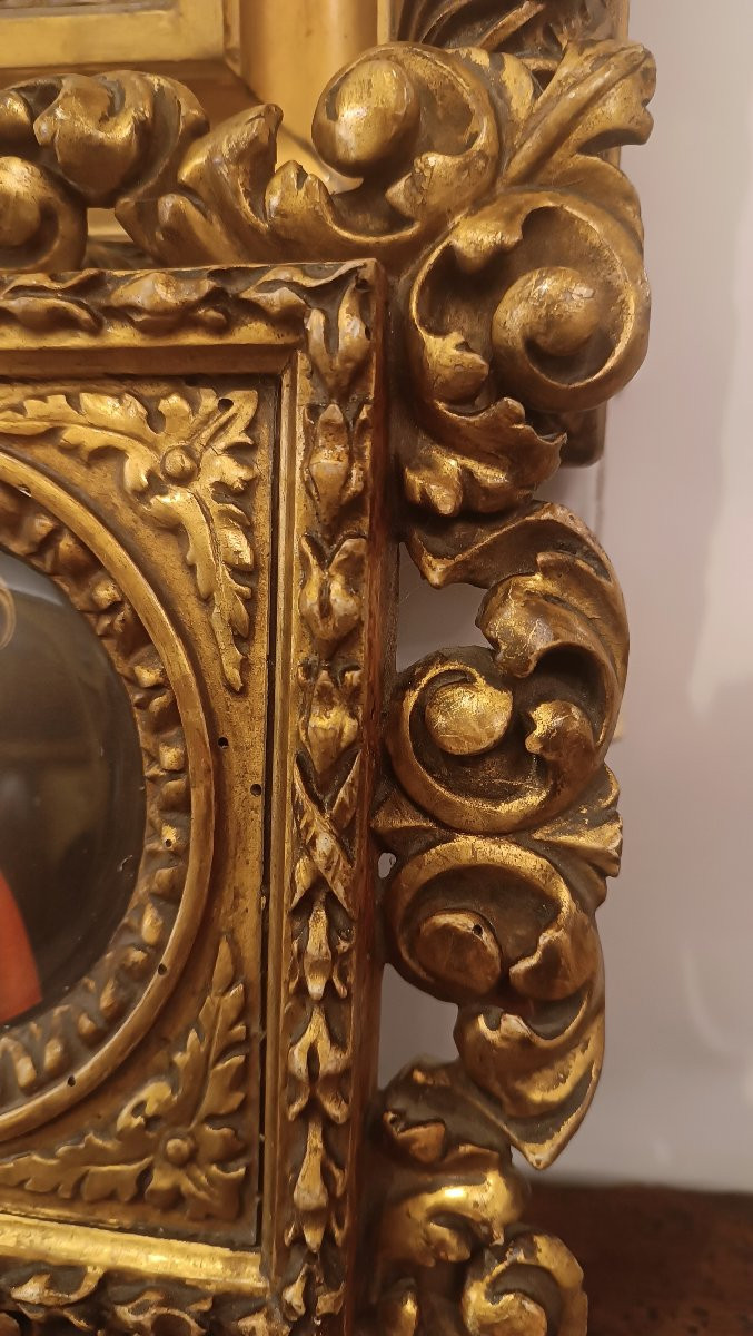 MINIATURA RAFFIGURANTE GESÙ CON CORNICE PRIMA METÀ DEL XIX SECOLO-photo-3