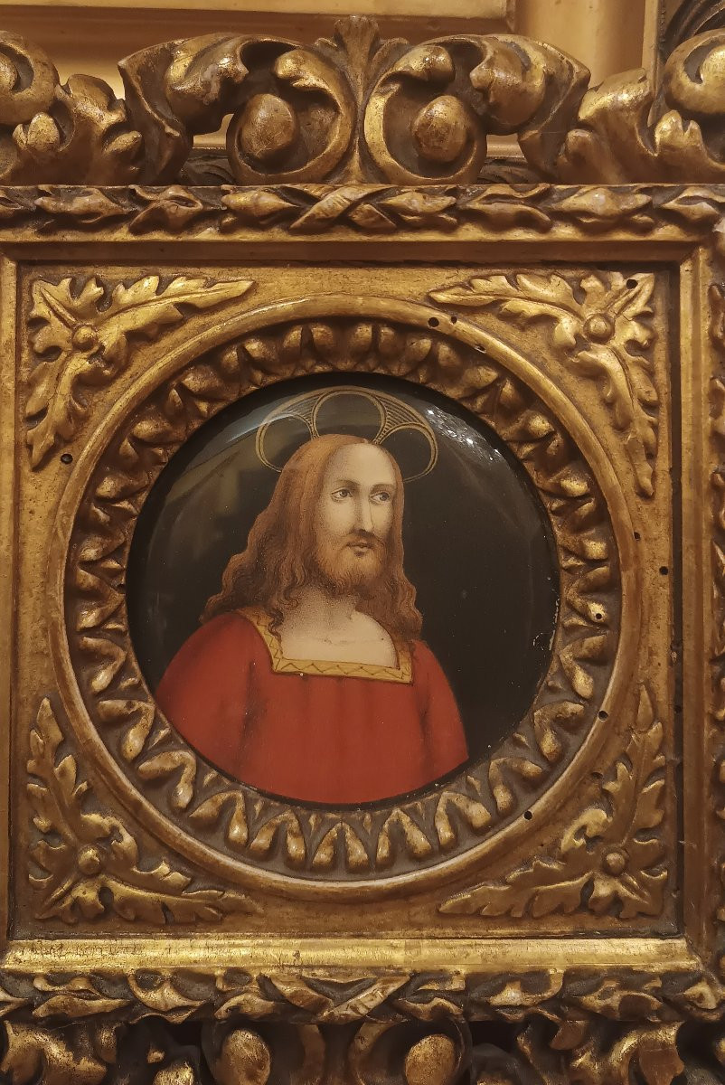 MINIATURA RAFFIGURANTE GESÙ CON CORNICE PRIMA METÀ DEL XIX SECOLO-photo-4