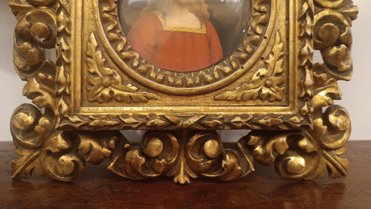 MINIATURA RAFFIGURANTE GESÙ CON CORNICE PRIMA METÀ DEL XIX SECOLO-photo-1