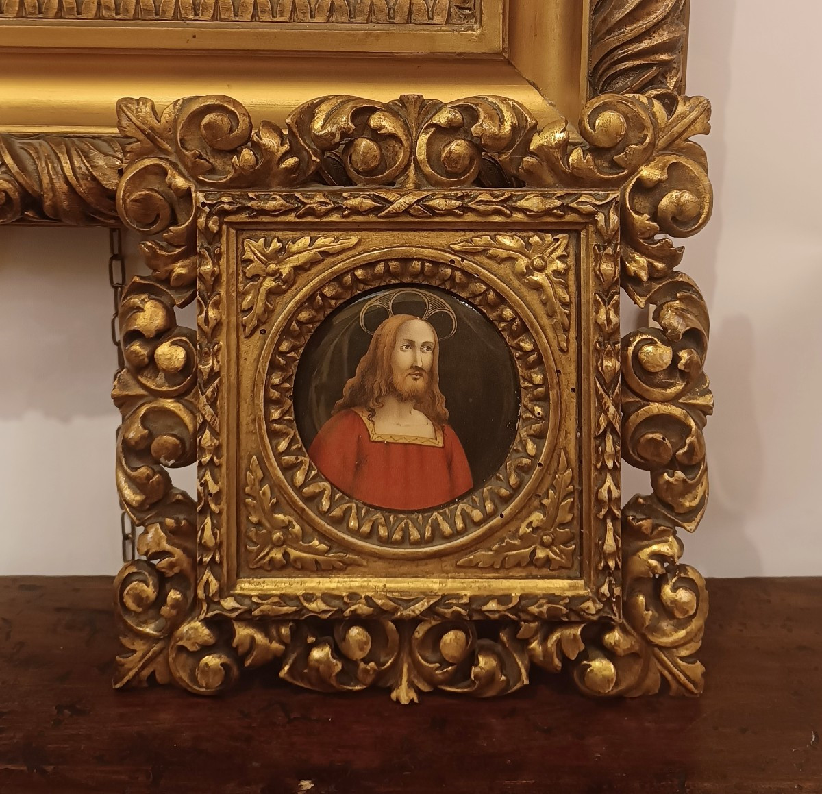 MINIATURA RAFFIGURANTE GESÙ CON CORNICE PRIMA METÀ DEL XIX SECOLO