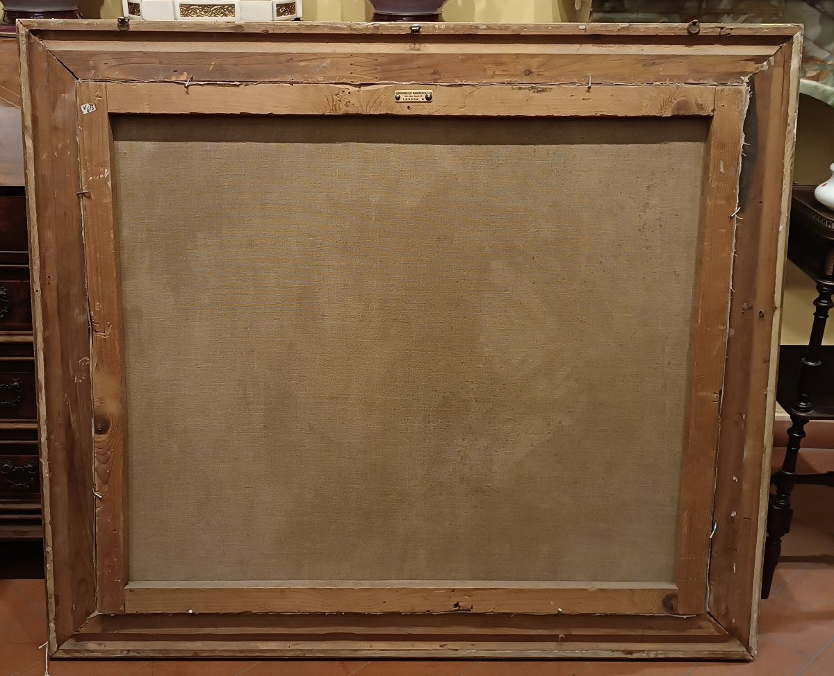 DIPINTO CON GALLI E GALLINE META' XIX SECOLO-photo-6