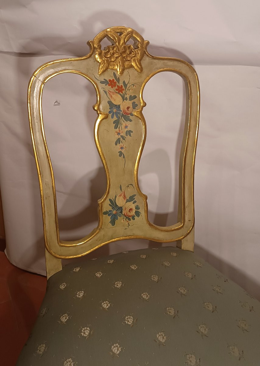POLTRONCINA LACCATA E DORATA FINE XVIII SECOLO-photo-3
