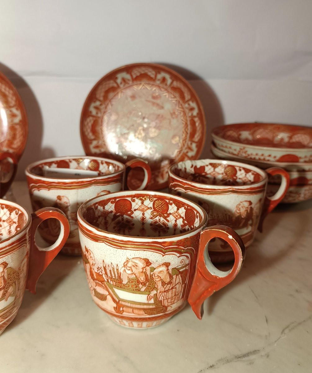 SERIE DI SEI TAZZE CON PIATTINO FINE XIX SECOLO-photo-1