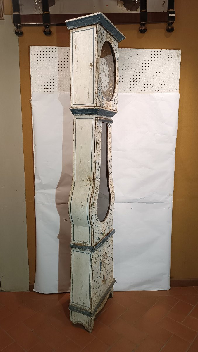 OROLOGIO A PENDOLO "MORBIER" LACCATO FINE XVIII-INIZI XIX SECOLO-photo-2