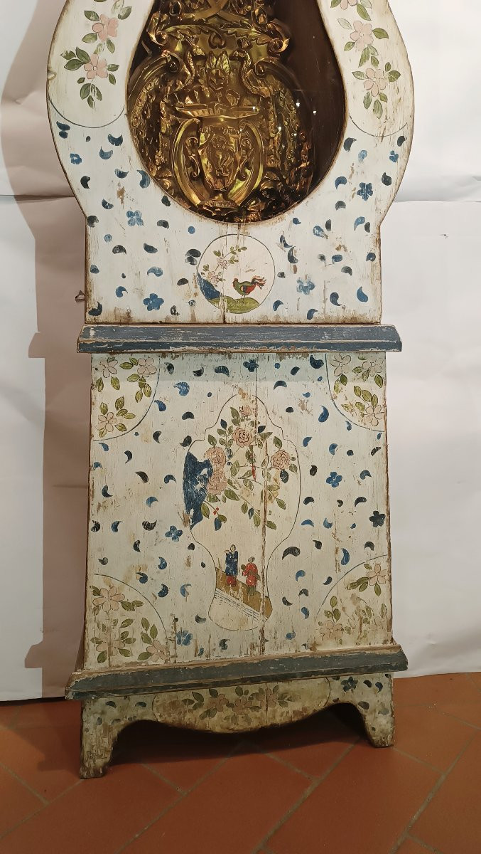 OROLOGIO A PENDOLO "MORBIER" LACCATO FINE XVIII-INIZI XIX SECOLO-photo-2