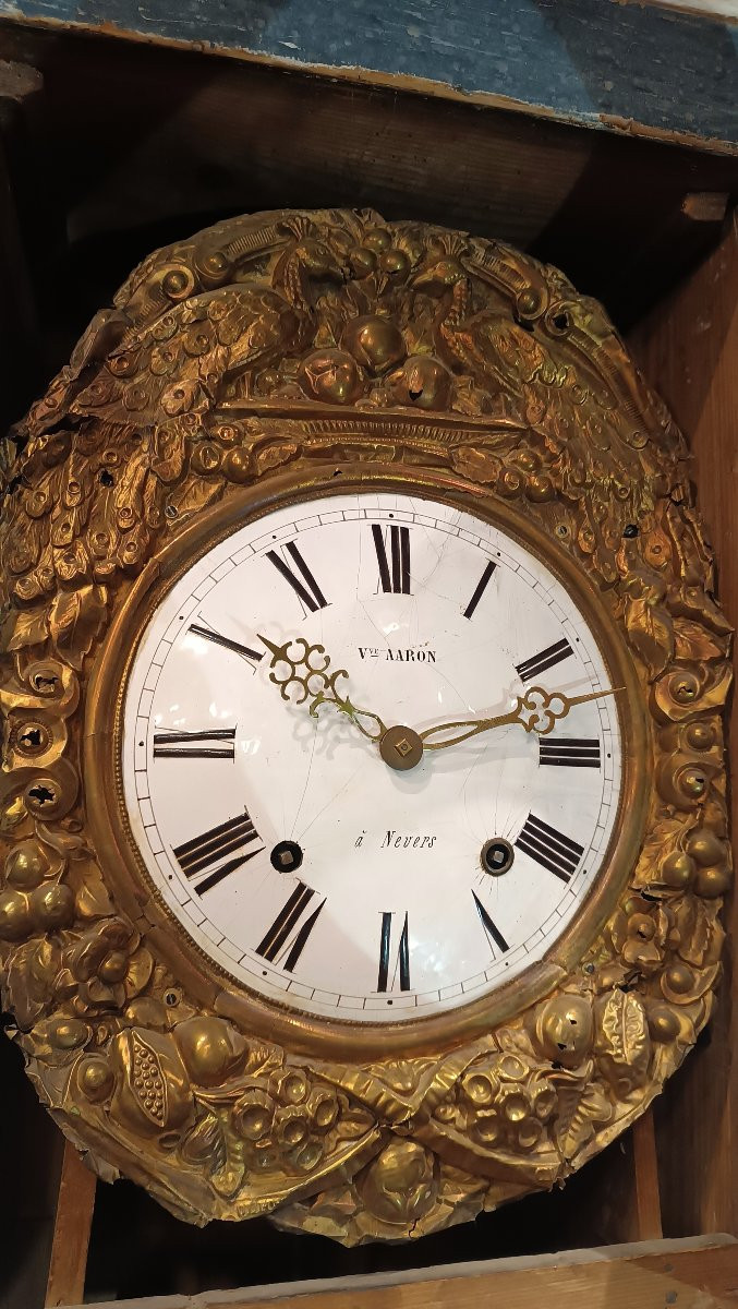 OROLOGIO A PENDOLO "MORBIER" LACCATO FINE XVIII-INIZI XIX SECOLO-photo-3