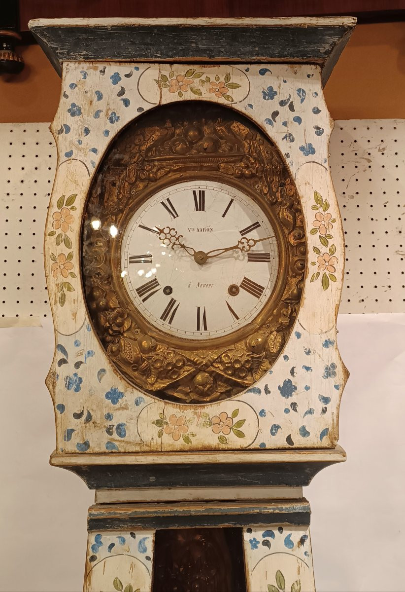 OROLOGIO A PENDOLO "MORBIER" LACCATO FINE XVIII-INIZI XIX SECOLO-photo-6