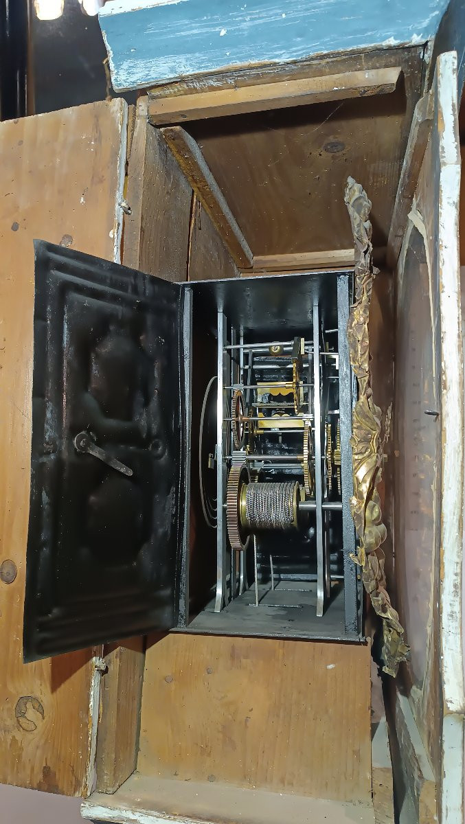 OROLOGIO A PENDOLO "MORBIER" LACCATO FINE XVIII-INIZI XIX SECOLO-photo-8