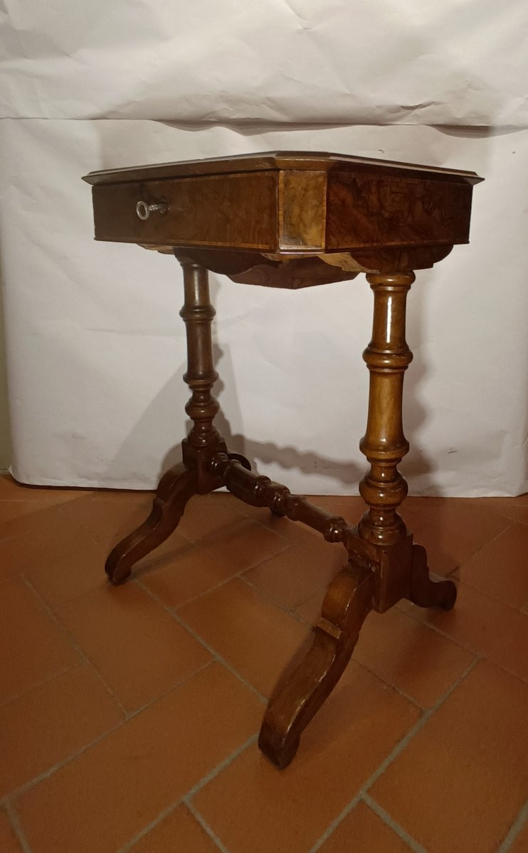 TAVOLINO DA LAVORO INTARSIATO SECONDA META' XIX SECOLO -photo-2