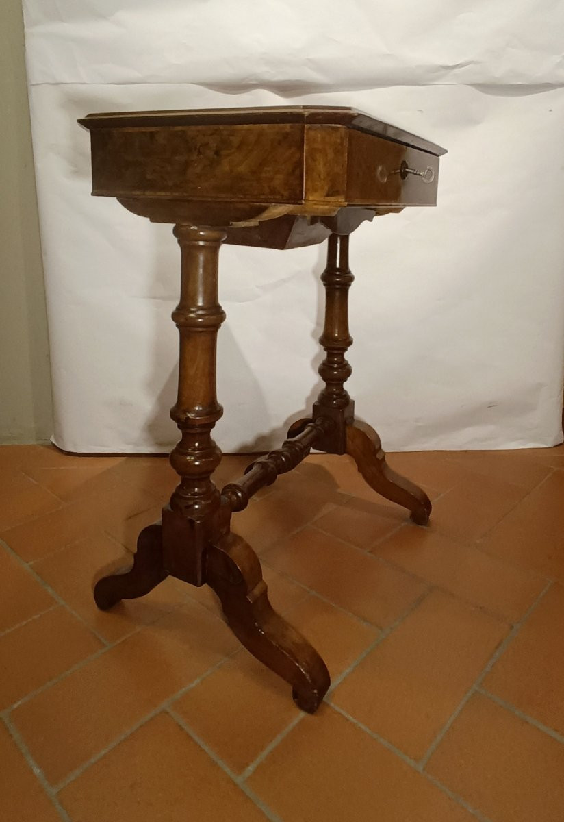 TAVOLINO DA LAVORO INTARSIATO SECONDA META' XIX SECOLO -photo-3