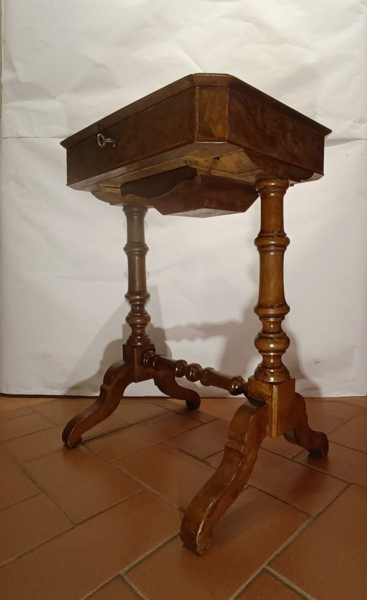 TAVOLINO DA LAVORO INTARSIATO SECONDA META' XIX SECOLO -photo-1