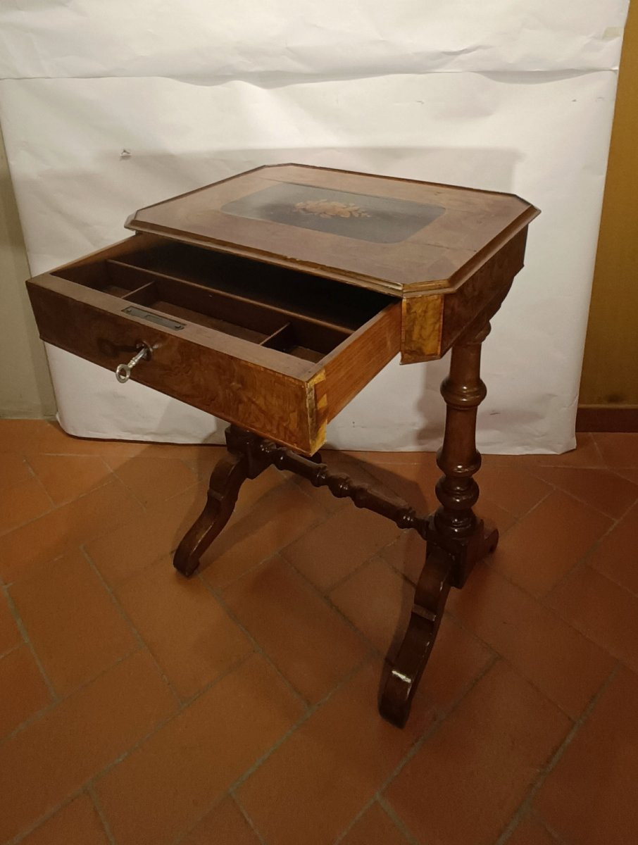 TAVOLINO DA LAVORO INTARSIATO SECONDA META' XIX SECOLO -photo-6