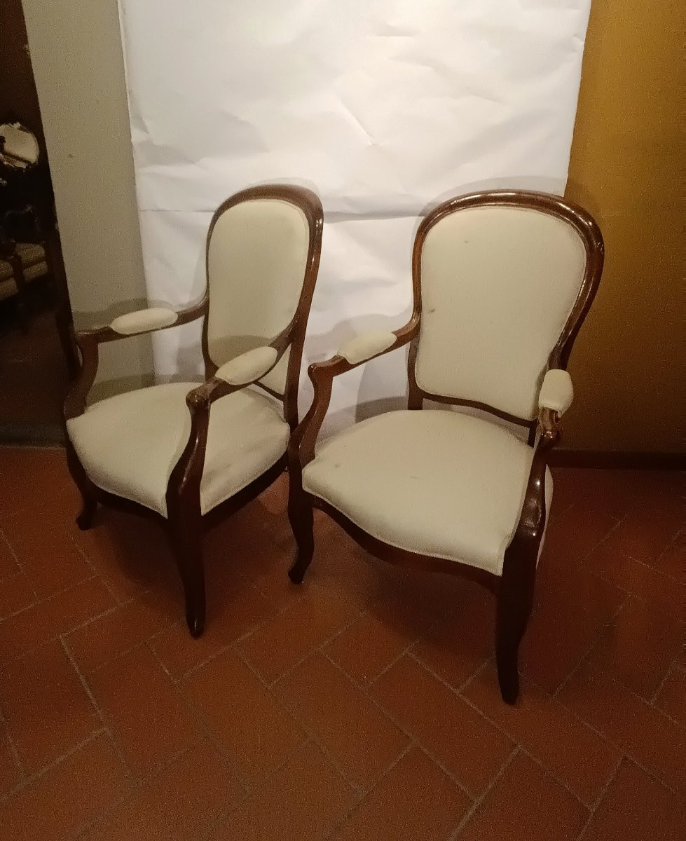 COPPIA DI POLTRONE LUIGI FILIPPO META' XIX SECOLO -photo-2
