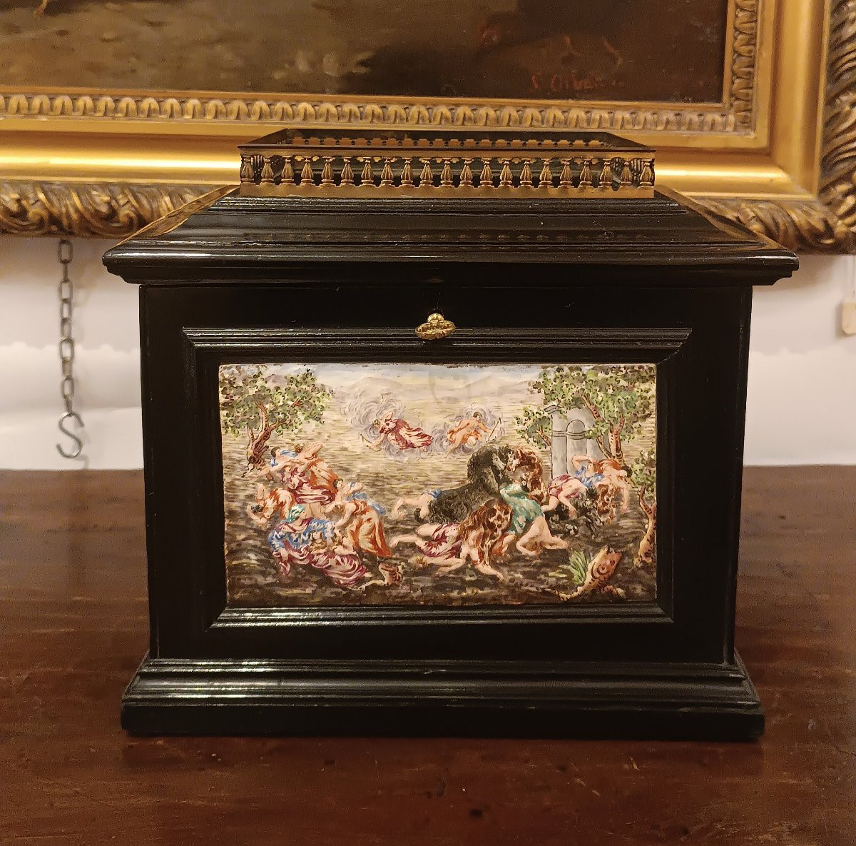 COFANETTO CON PLACCHE IN PORCELLANA CAPODIMONTE META' XIX SECOLO -photo-4