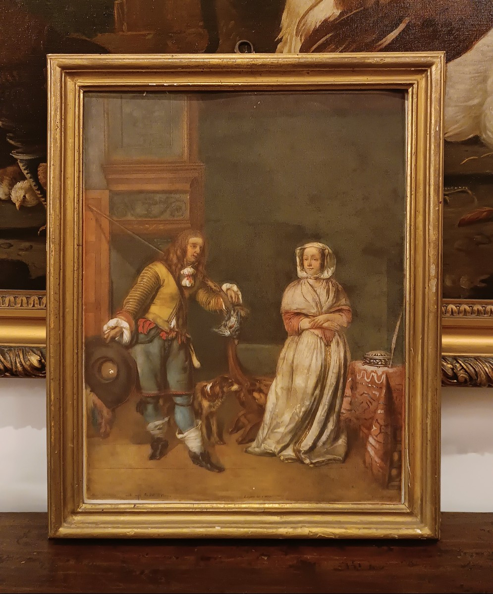 INCISIONE DI LASINIO CON PERSONAGGI SECONDA META' XVIII SECOLO 