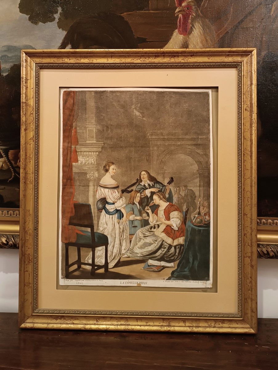 INCISIONE DI LASINIO CON FAMIGLIA MIRIS SECONDA META' XVIII SECOLO 