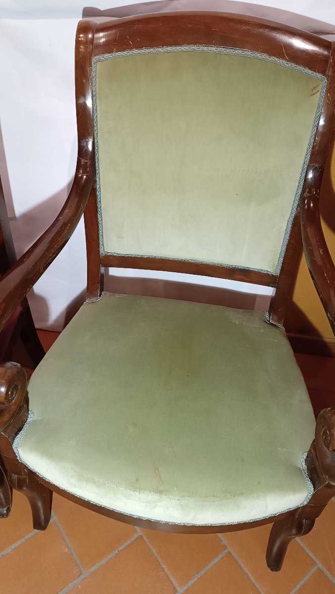 SERIE DI OTTO POLTRONE IN MOGANO CARLO X PRIMA META' XIX SECOLO-photo-5