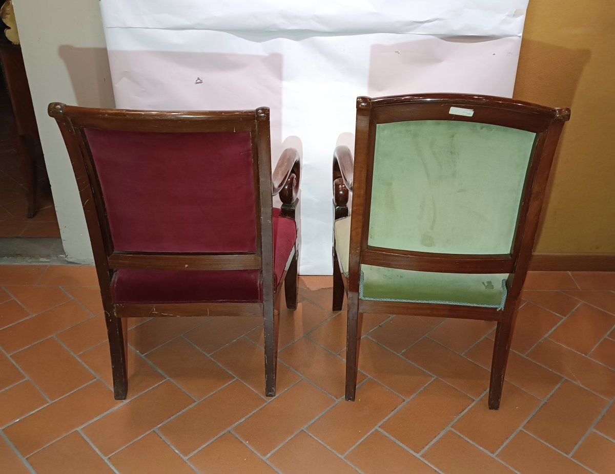 SERIE DI OTTO POLTRONE IN MOGANO CARLO X PRIMA META' XIX SECOLO-photo-7