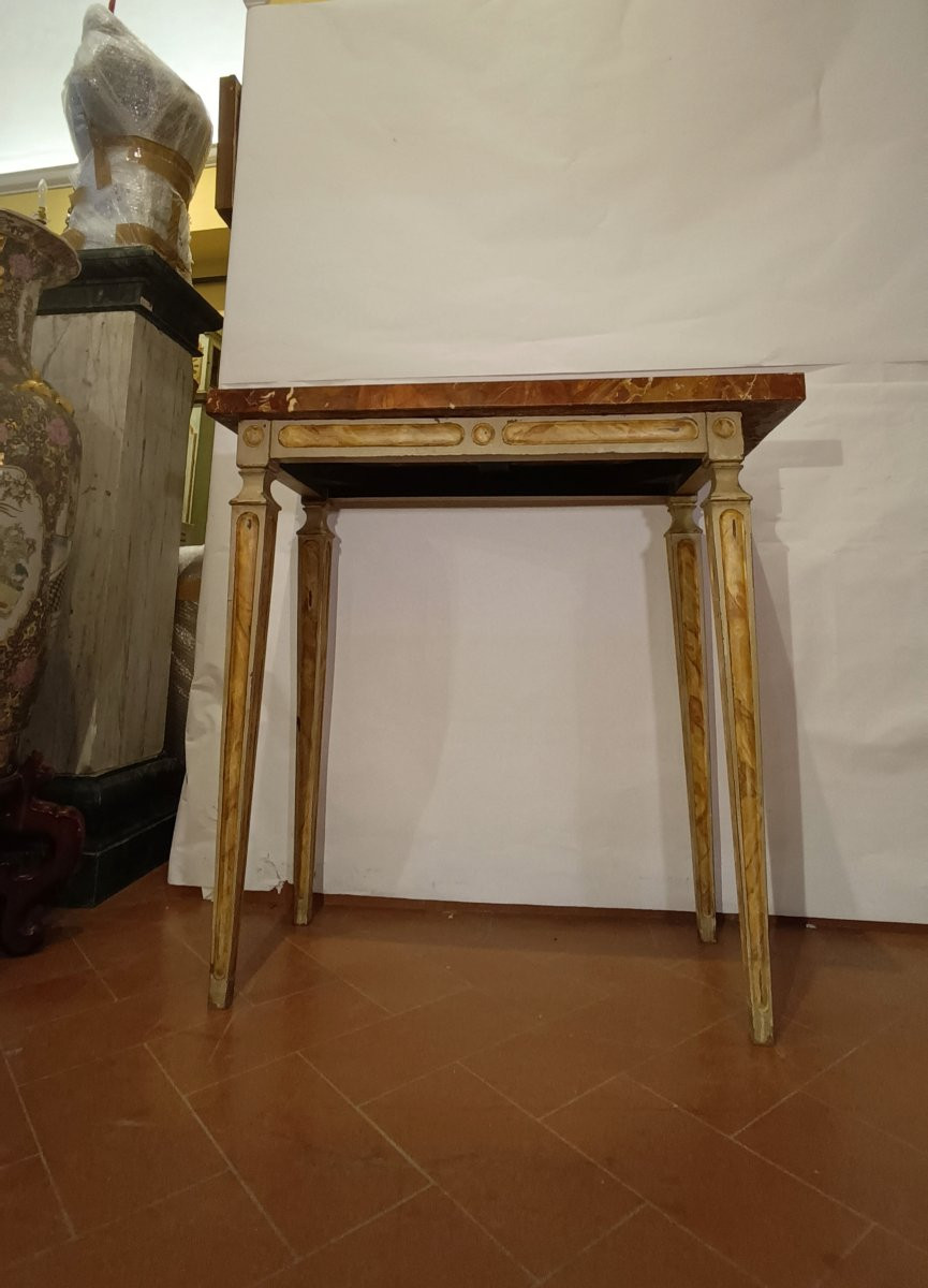 CONSOLLE LACCATA CON PIANO IN MARMO SECONDA META' XVIII SECOLO -photo-3