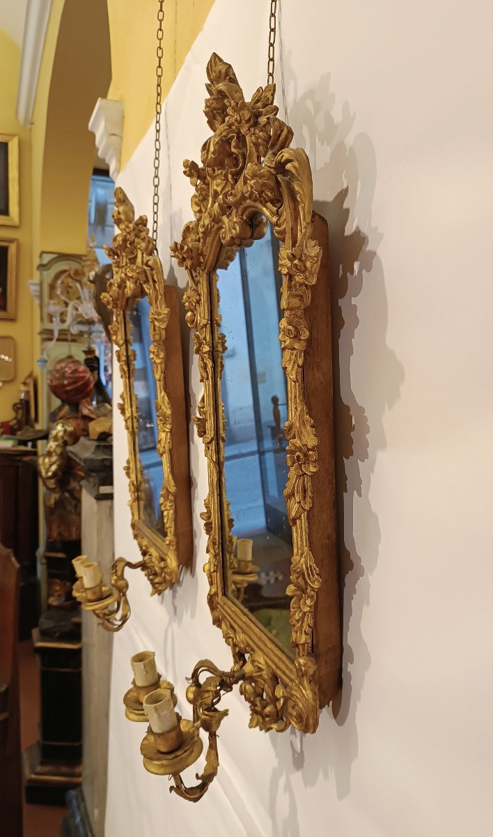 COPPIA DI SPECCHIERE DORATE FINE XIX SECOLO-photo-4