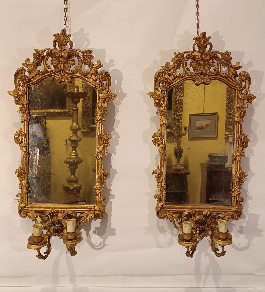 COPPIA DI SPECCHIERE DORATE FINE XIX SECOLO