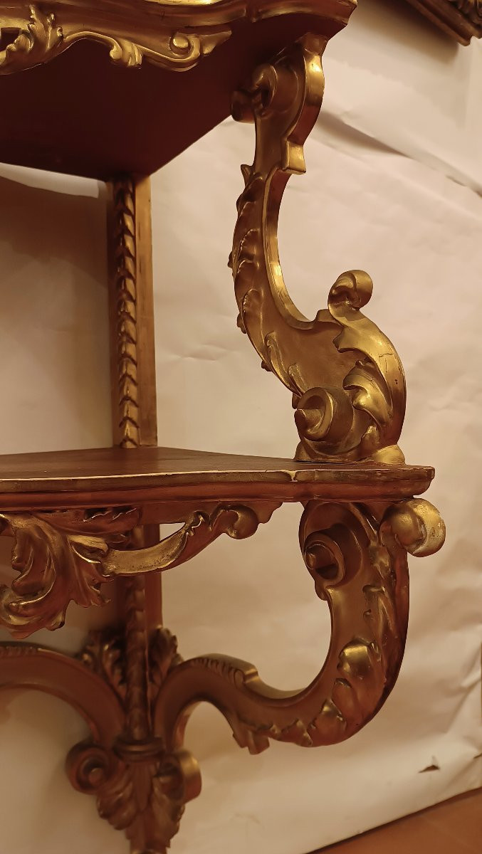 ANGOLIERA IN LEGNO DORATO SECONDA META' XIX SECOLO-photo-2