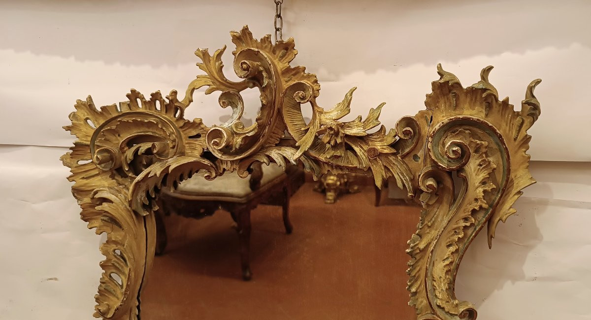 PICCOLA SPECCHIERA DORATA E DIPINTA SECONDA META' XIX SECOLO -photo-4