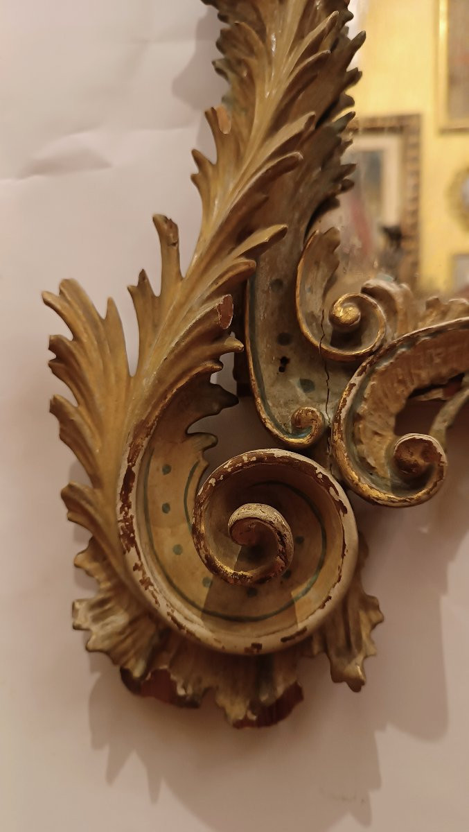 PICCOLA SPECCHIERA DORATA E DIPINTA SECONDA META' XIX SECOLO -photo-2