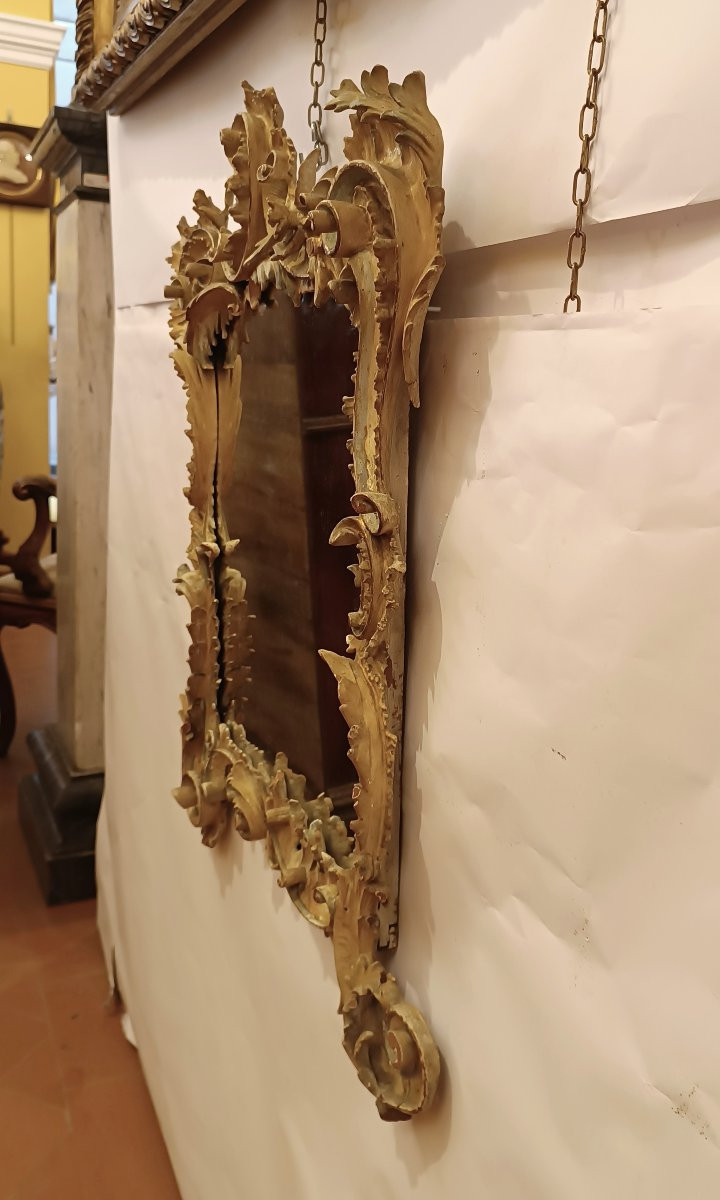 PICCOLA SPECCHIERA DORATA E DIPINTA SECONDA META' XIX SECOLO -photo-3