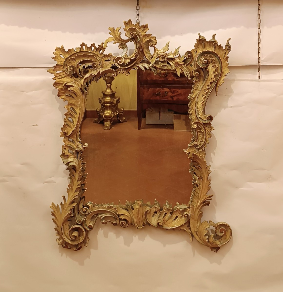 PICCOLA SPECCHIERA DORATA E DIPINTA SECONDA META' XIX SECOLO 