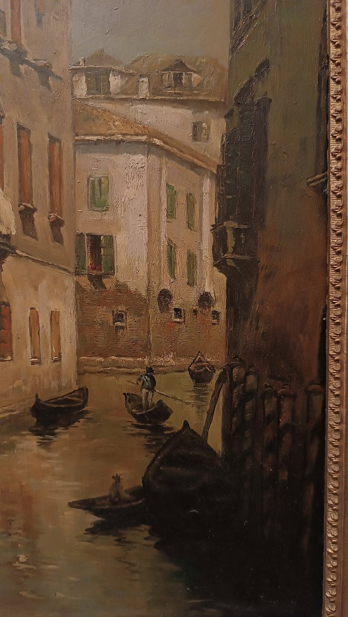 DIPINTO SU TAVOLA CON SCORCIO DI VENEZIA FINE XIX SECOLO-photo-4