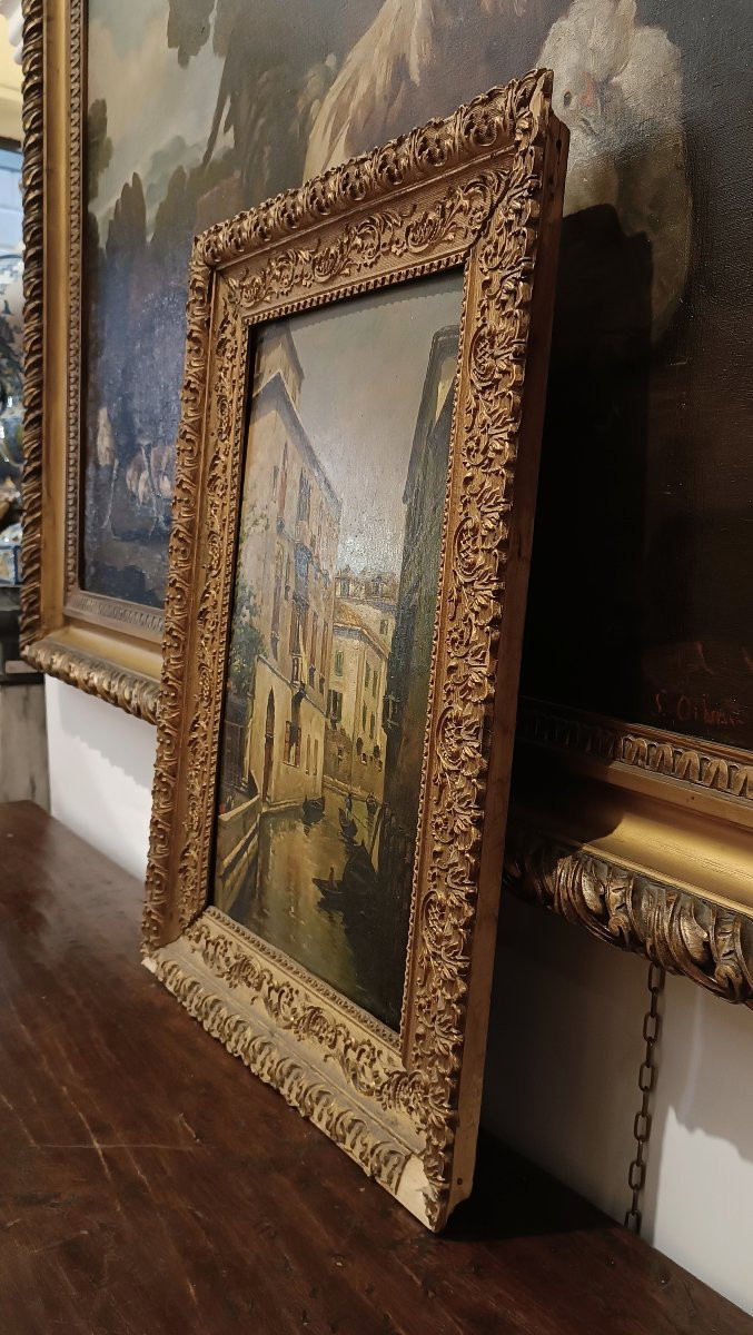 DIPINTO SU TAVOLA CON SCORCIO DI VENEZIA FINE XIX SECOLO-photo-4