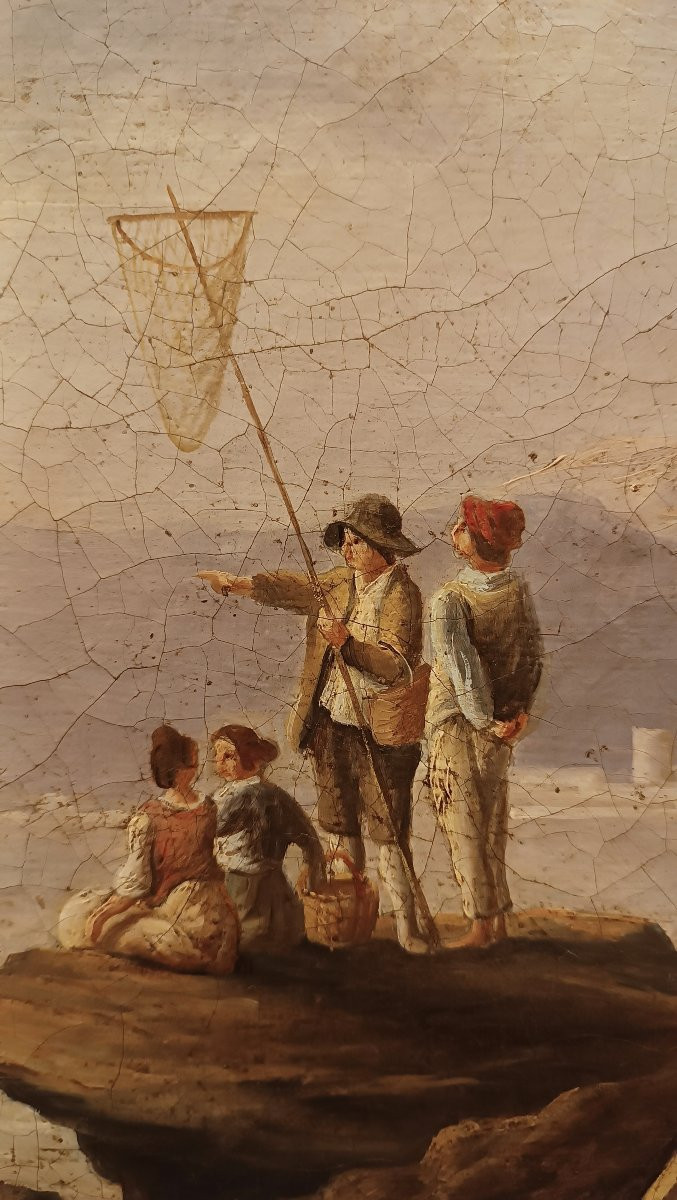 DIPINTO SOVRAPPORTA NEOCLASSICO CON MARINA FINE XVIII SECOLO -photo-5