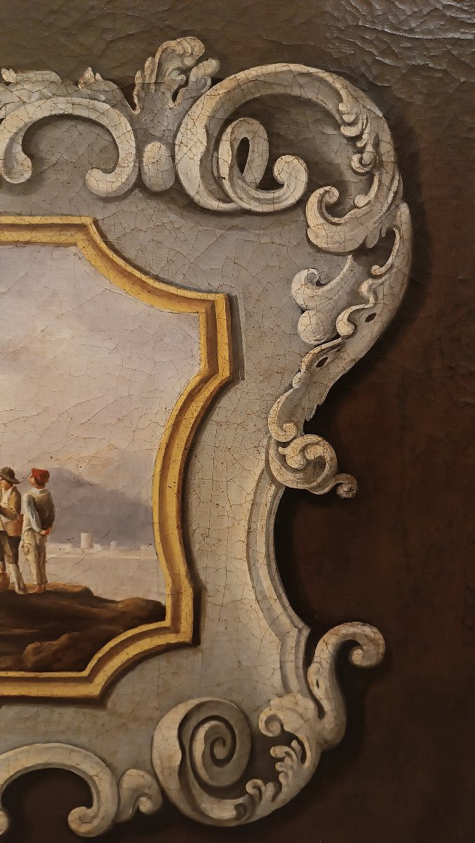 DIPINTO SOVRAPPORTA NEOCLASSICO CON MARINA FINE XVIII SECOLO -photo-6