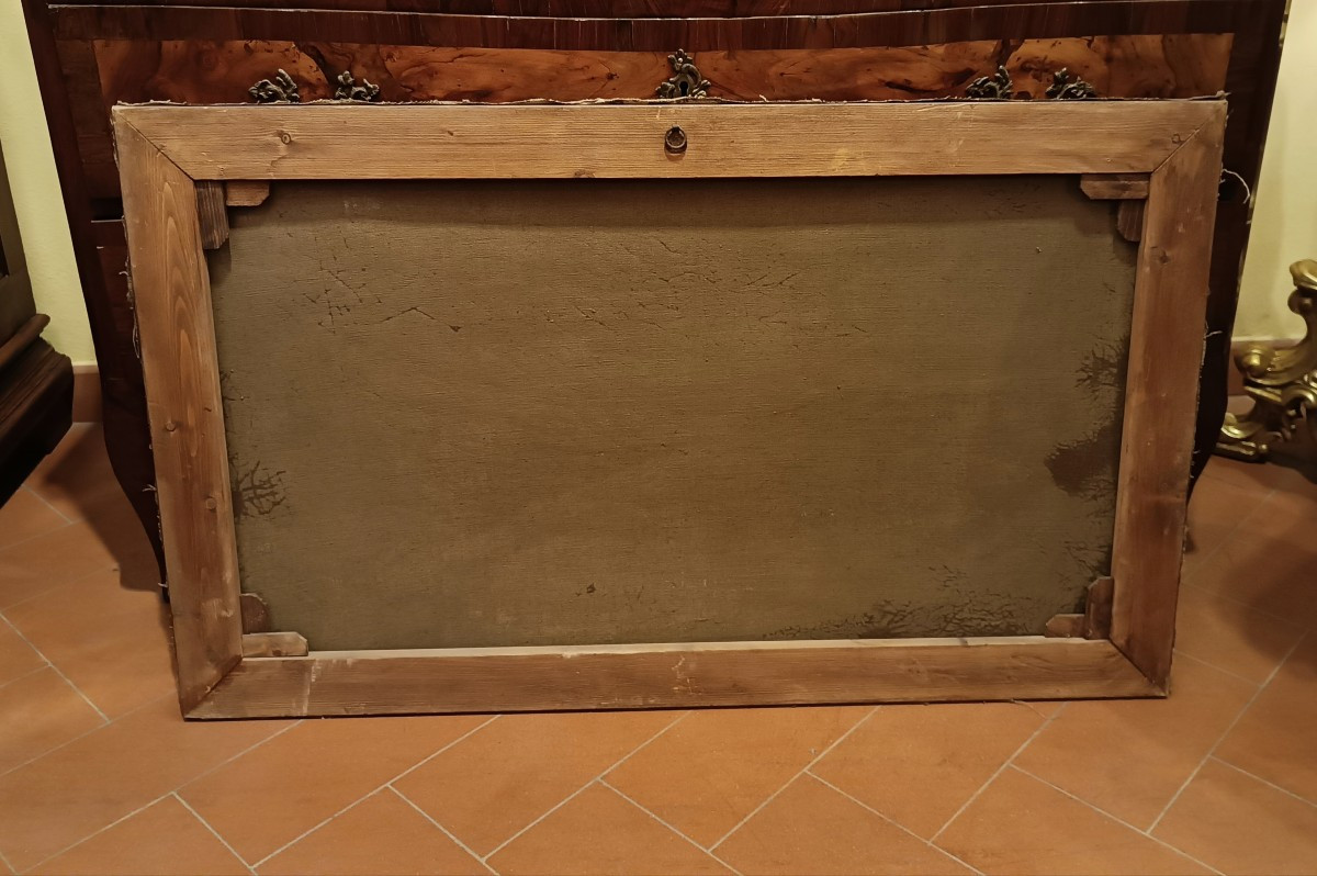 DIPINTO SOVRAPPORTA NEOCLASSICO CON MARINA FINE XVIII SECOLO -photo-7