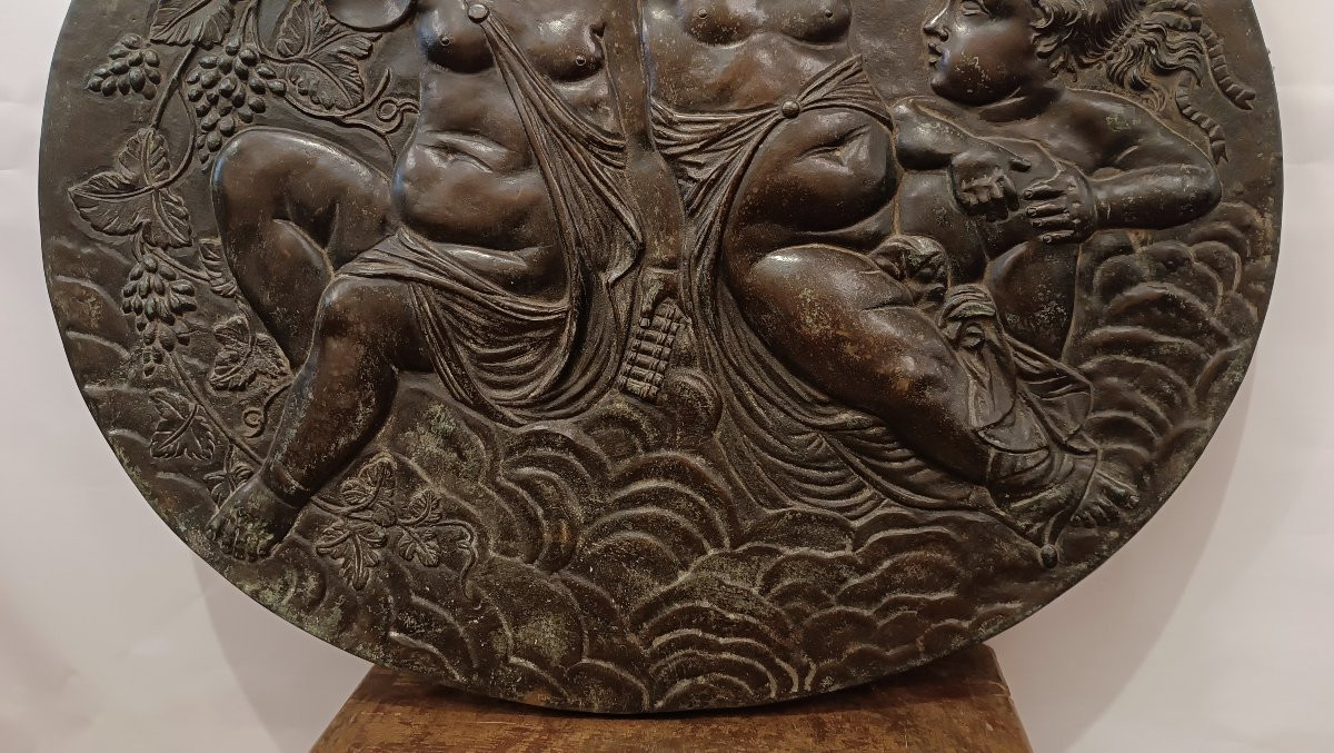 PLACCA DECORATIVA IN BRONZO CON AMORINI SECONDA META' XIX SECOLO -photo-2