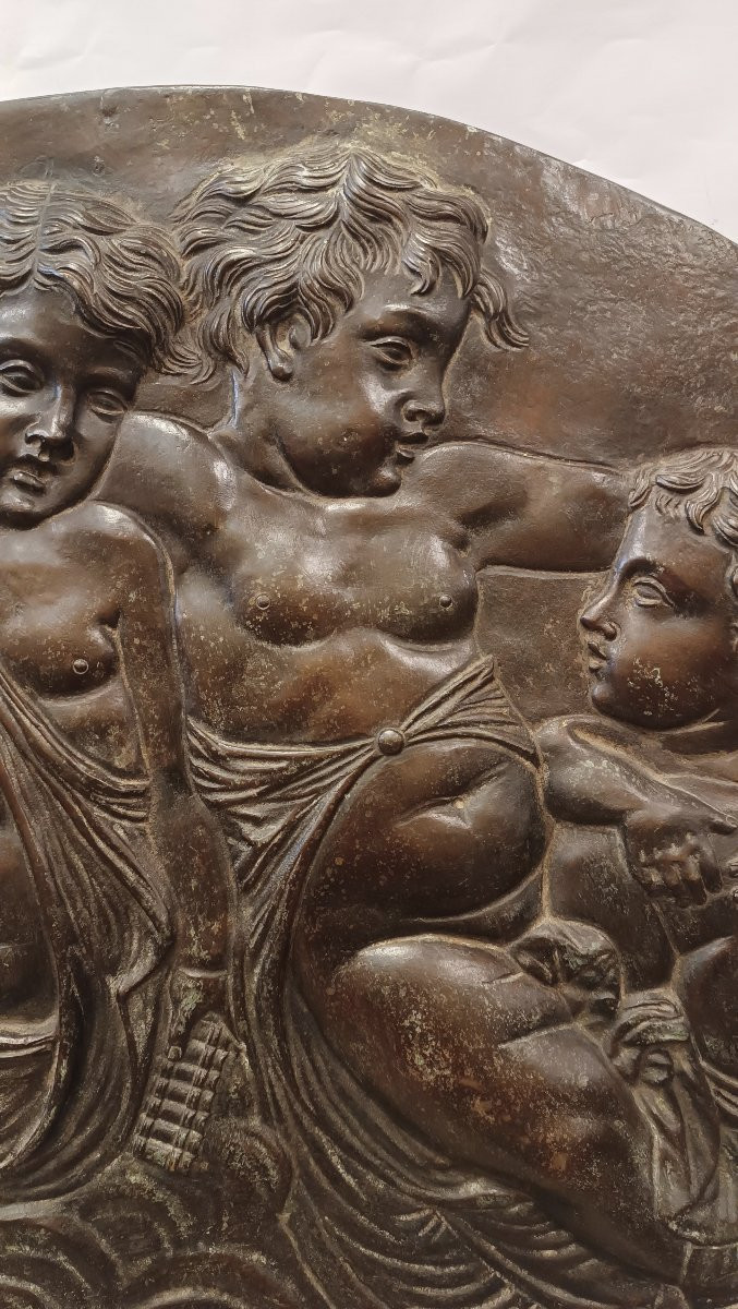 PLACCA DECORATIVA IN BRONZO CON AMORINI SECONDA META' XIX SECOLO -photo-4
