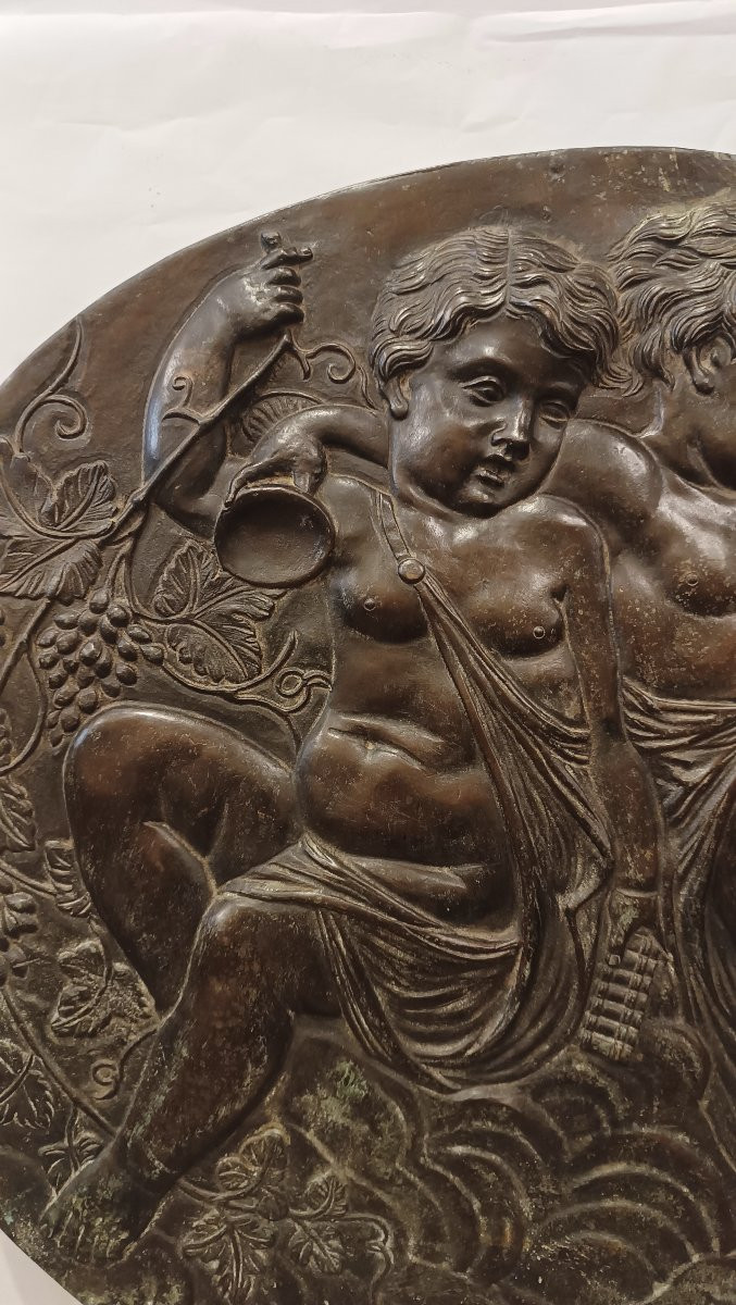 PLACCA DECORATIVA IN BRONZO CON AMORINI SECONDA META' XIX SECOLO -photo-5