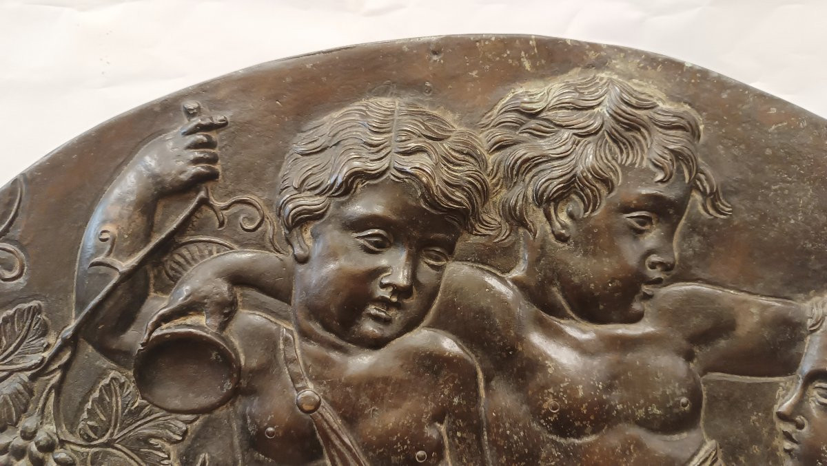 PLACCA DECORATIVA IN BRONZO CON AMORINI SECONDA META' XIX SECOLO -photo-7