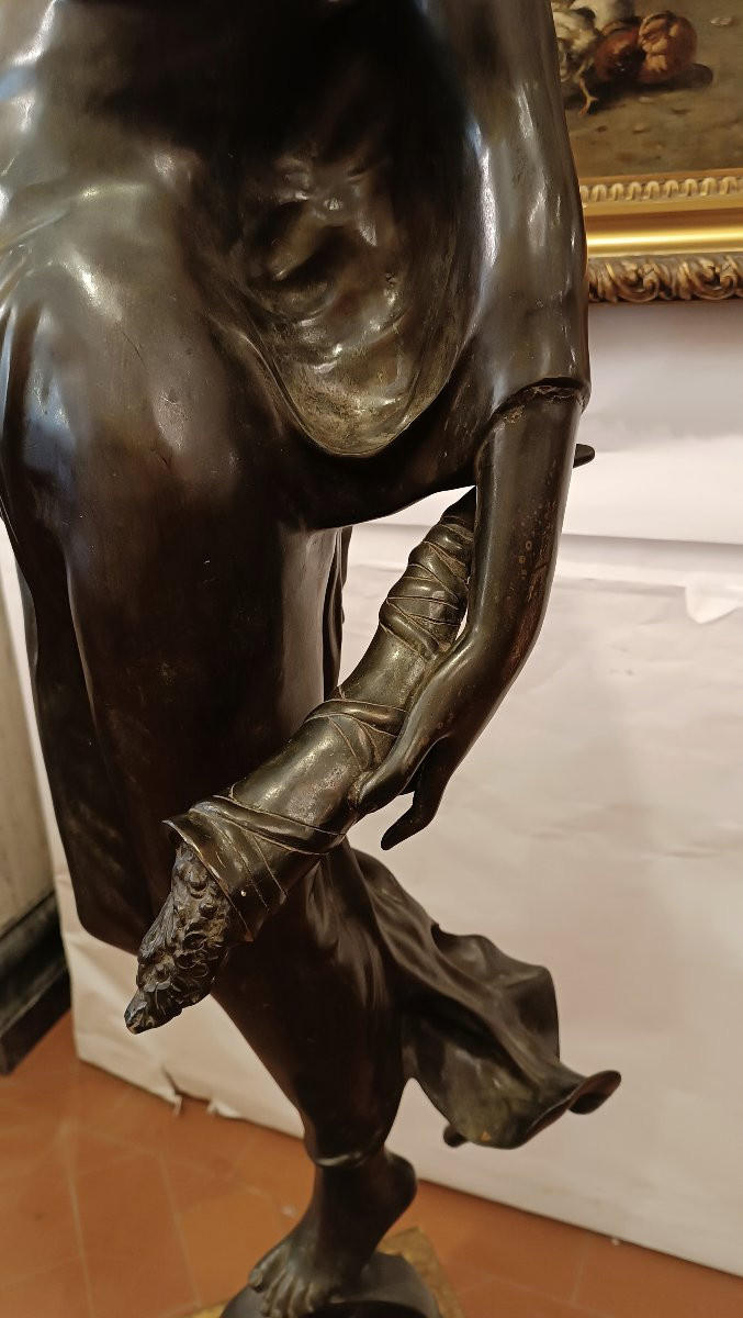 LAMPADA CON SCULTURA IN BRONZO DELLA DEA FORTUNA SECONDA META' XIX SECOLO-photo-6