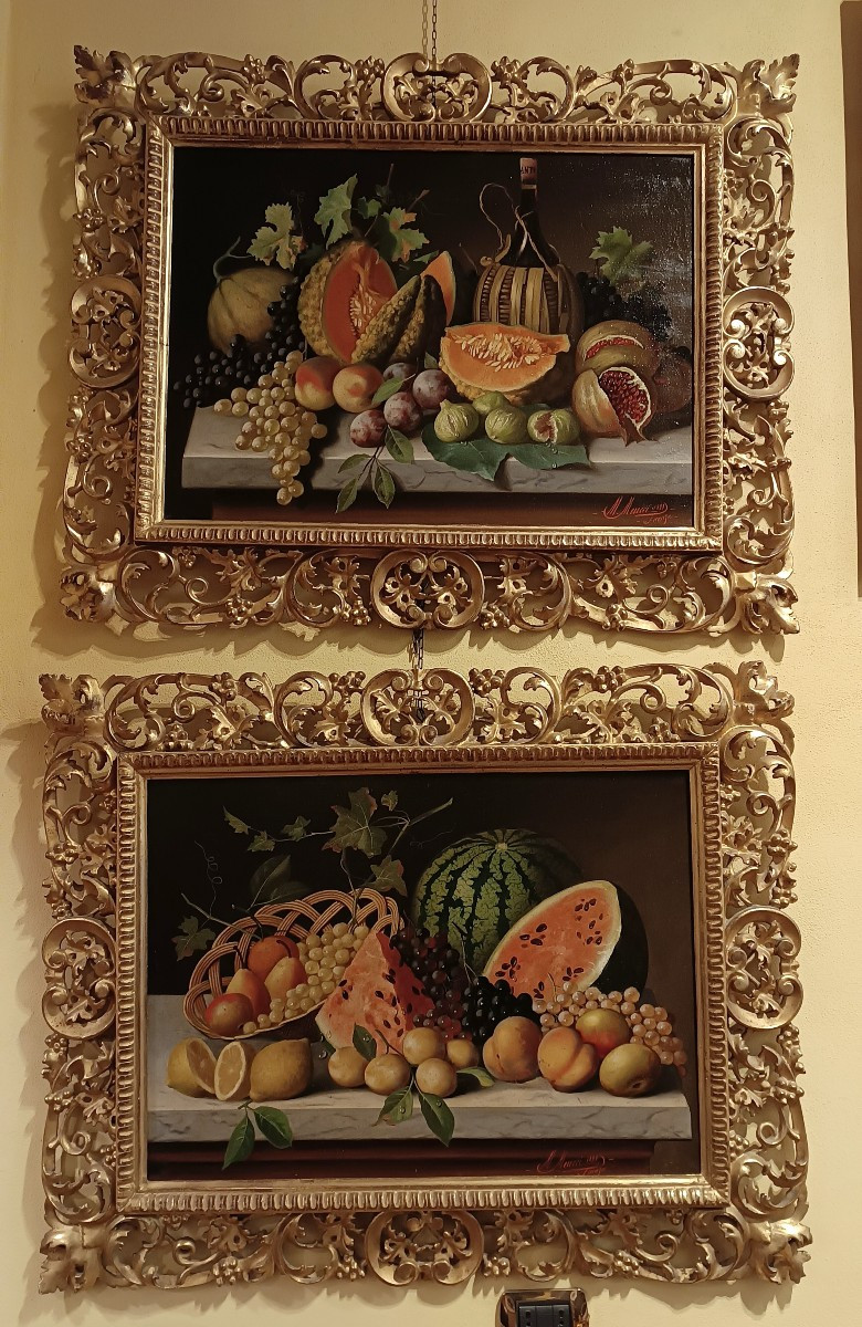 COPPIA DI NATURE MORTE MEUCCI FINE XIX SECOLO