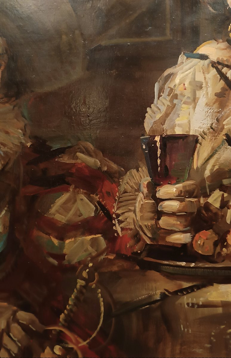 DIPINTO CON SCENA DI GENERE PRIMO XX SECOLO -photo-3