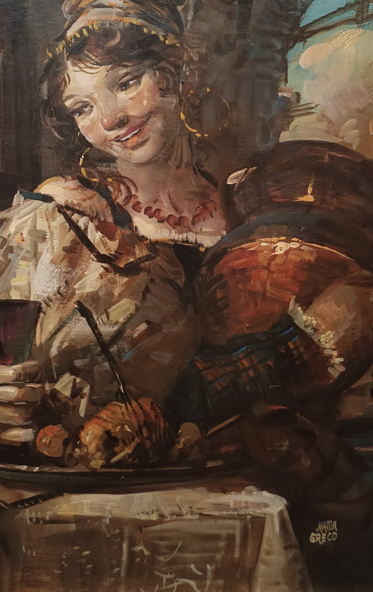 DIPINTO CON SCENA DI GENERE PRIMO XX SECOLO -photo-4