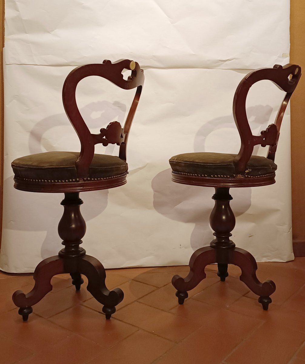 COPPIA DI SGABELLI DA MUSICA SECONDA META' XIX SECOLO-photo-2