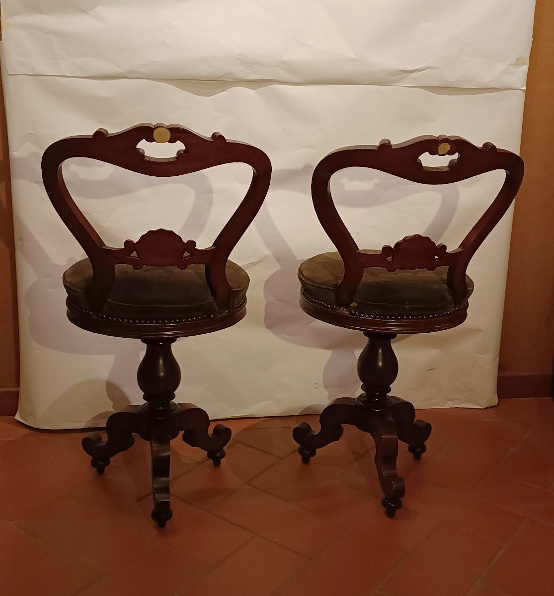COPPIA DI SGABELLI DA MUSICA SECONDA META' XIX SECOLO-photo-3