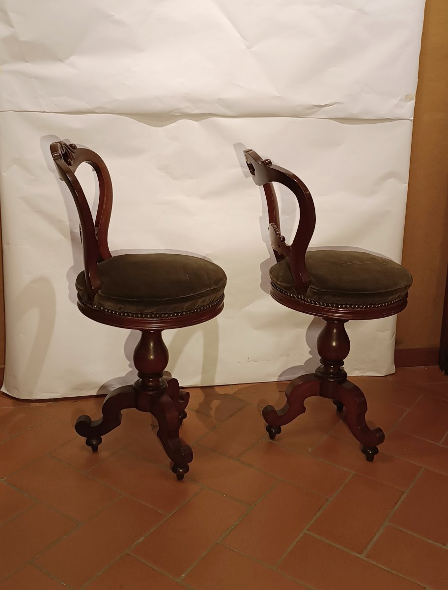 COPPIA DI SGABELLI DA MUSICA SECONDA META' XIX SECOLO-photo-4