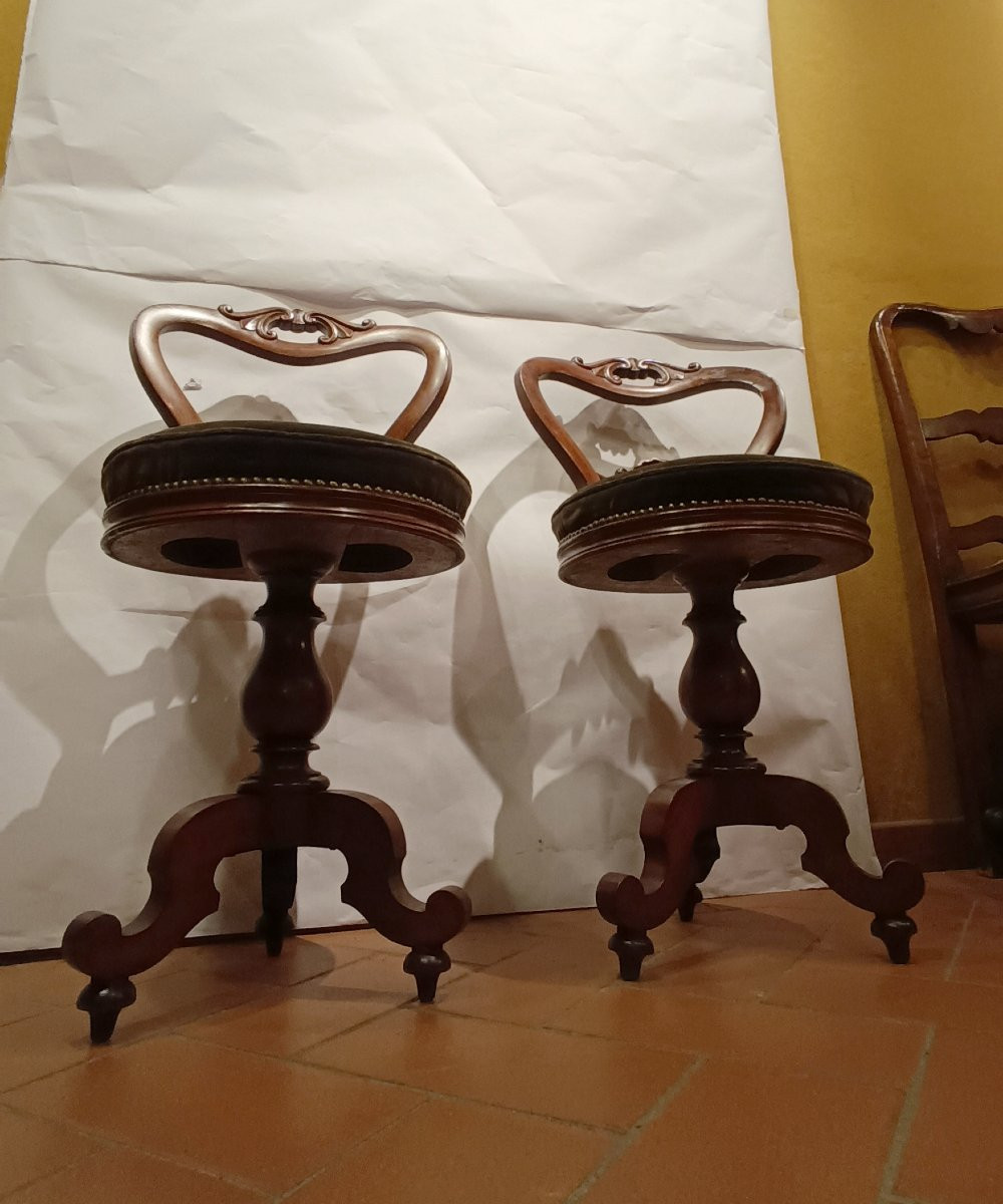 COPPIA DI SGABELLI DA MUSICA SECONDA META' XIX SECOLO-photo-1